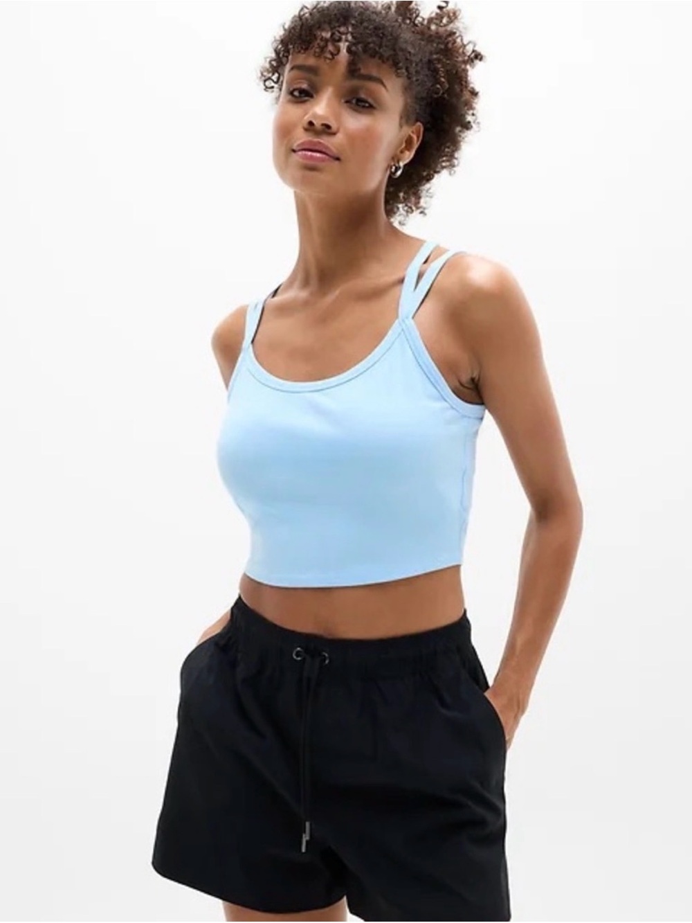 NWT Athleta Ribbed Double Strap Tank Blue Size Large